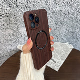 Wireless Charging Support Wood Grain Case for IPhone