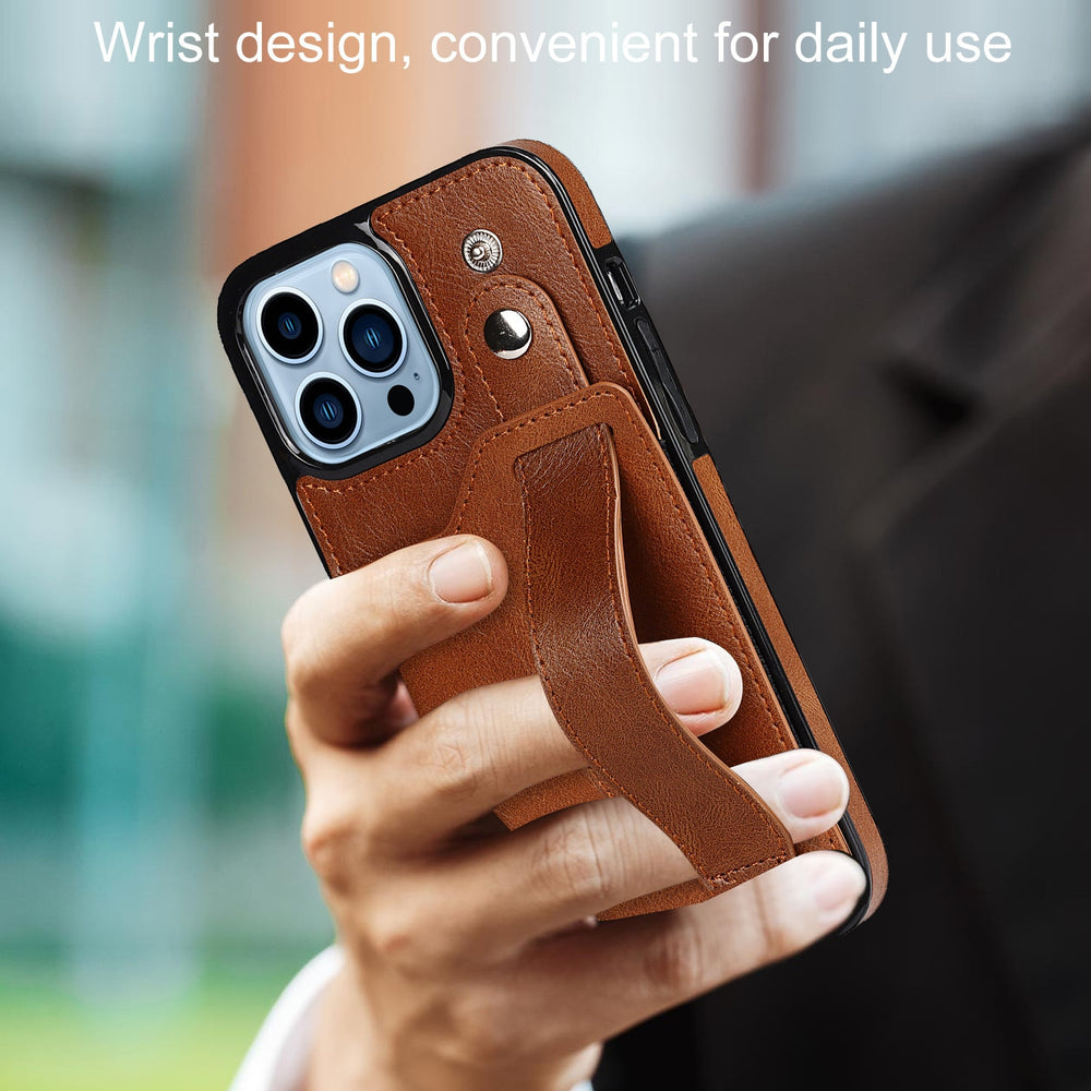 Wrist Strap PU Leather Cover for iPhone