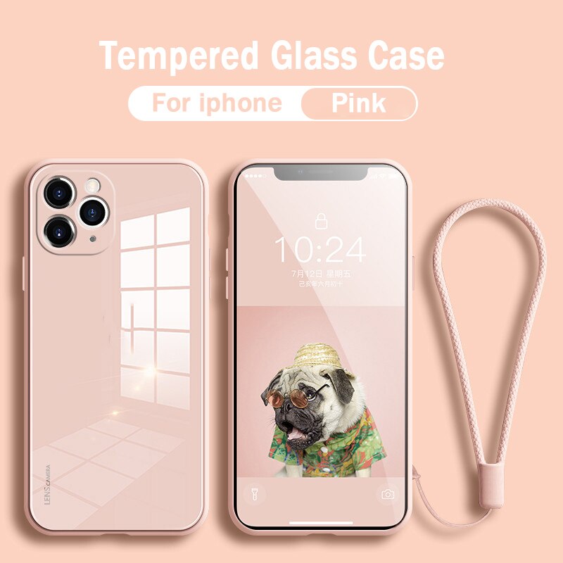 Luxury Tempered Glass Square Case For iPhone