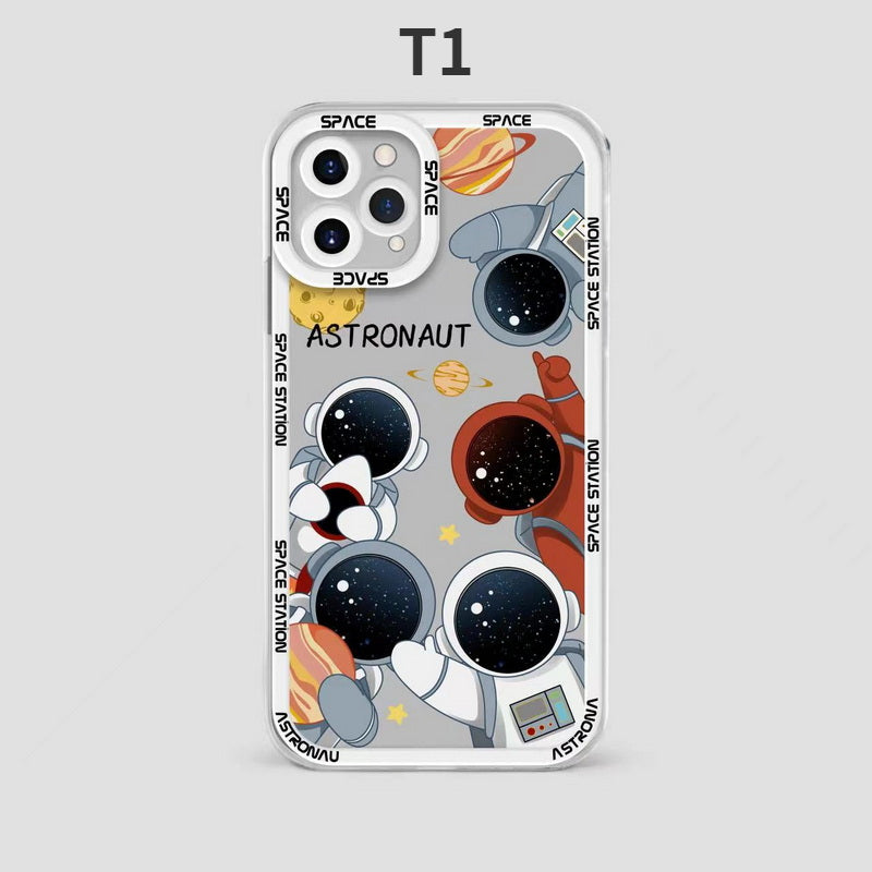 Cute Astronaut Clear Silicone Case For iPhone