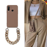 Crossbody Lanyard Necklace Marble Chain Case For Huawei.