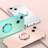 Plating Matte Ring Holder Phone Case For iPhone