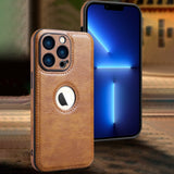 Camera Protection PU Leather Back Cover for iPhone