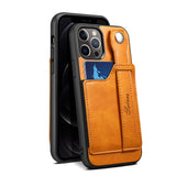 Wrist Strap Card Holder Leather Case for iPhone