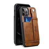 Wrist Strap Card Holder Leather Case for iPhone